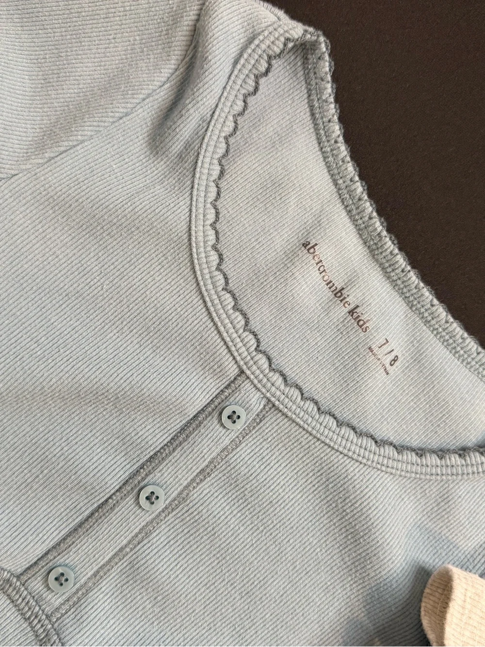 ABERCROMBIE - Set of 2 Girls' Short-Sleeve Peplum Henley Top — Blue and Gray
